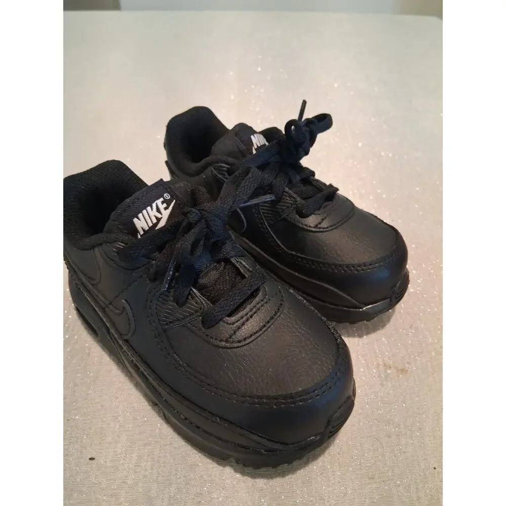 Nike Air Max 90 LTR TD Triple Black CD6868-001 Toddler Kids Size 8C